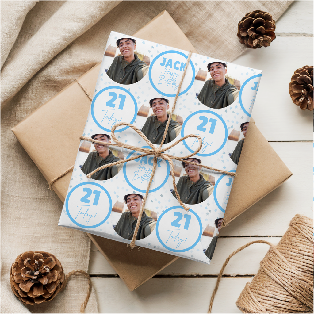 Circle Photo Wrapping Paper | Blue