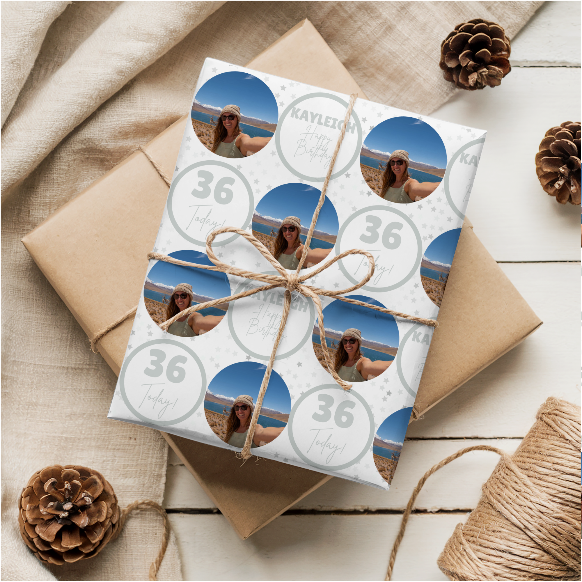Circle Photo Wrapping Paper | Grey