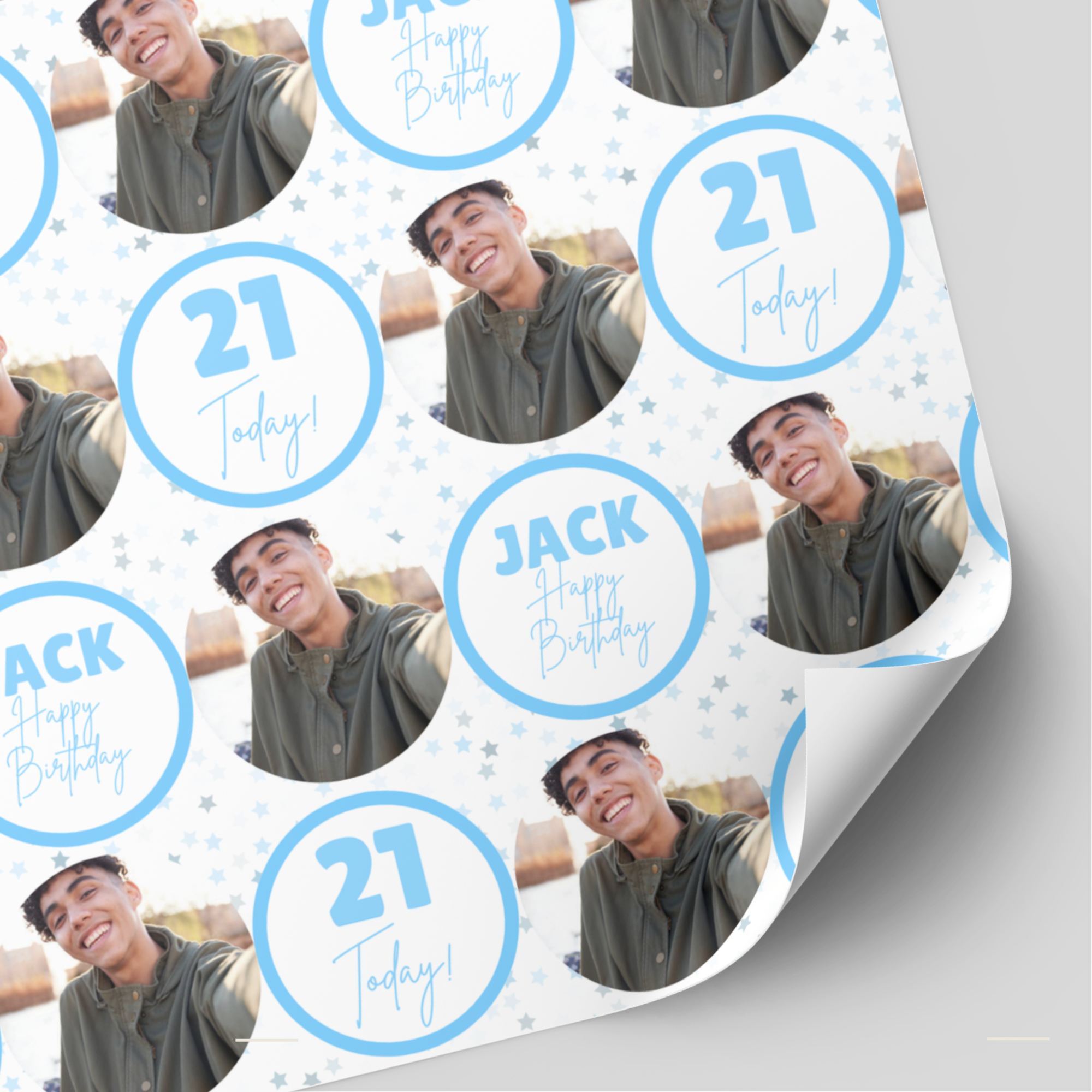 Circle Photo Wrapping Paper | Blue